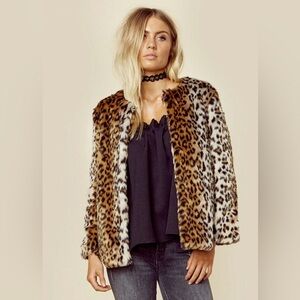 Philanthropy Women's Leopard Print Faux Fur Grace Jacket Size Small